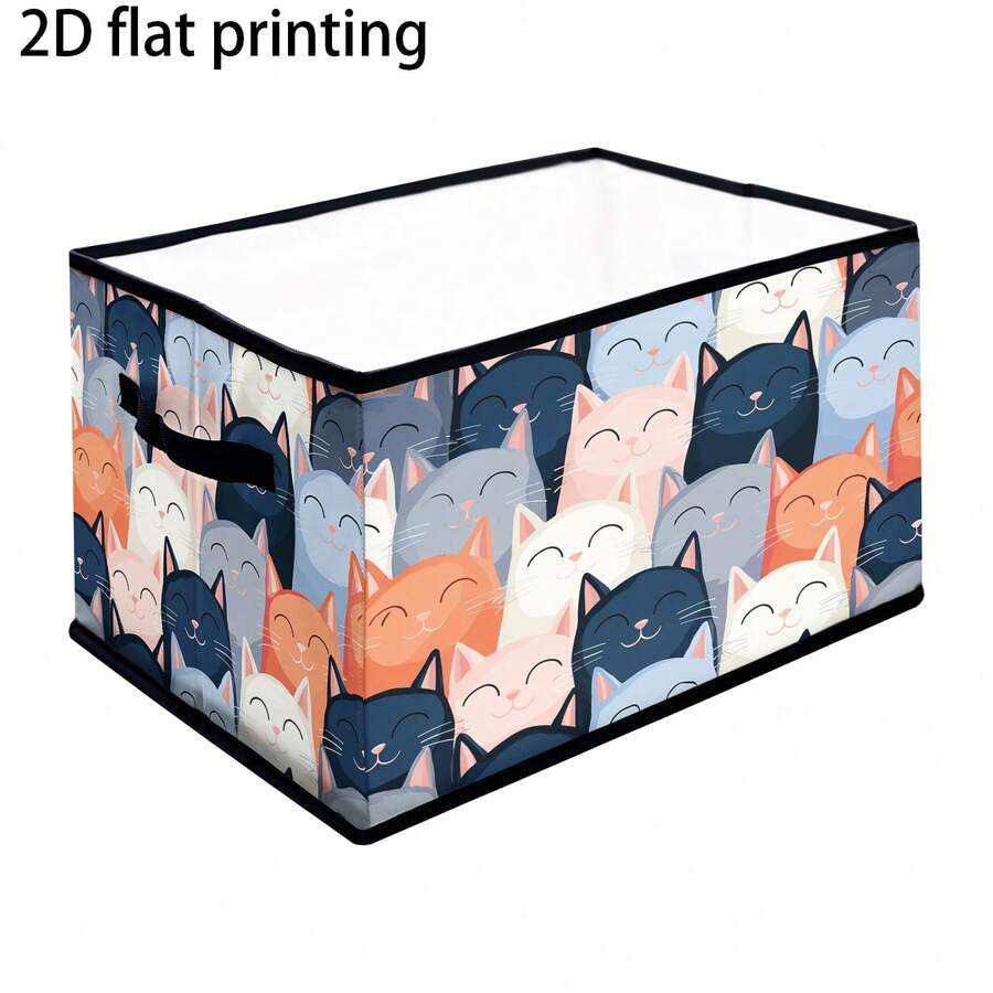 1pc Tropical Floral Pattern Collapsible Rectangular Storage Box, Storage Bin, Storage Basket, 2D Flat Print, Reinforced Double Handles, Great Helper For Home, Work, Halloween And Other Holiday Storage, Suitable For Clothing And Bedding Organization, Dorm Books And Various Items Storage And Classification, Also Perfect For Travel, Moving, Camping, Car Storage And Other Multi-Functional Uses.