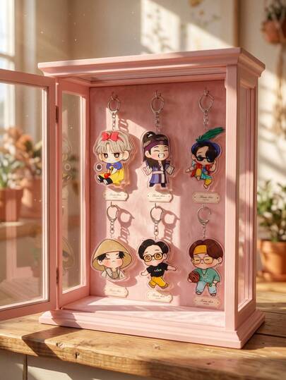 6Pcs K-Pop Themed Acrylic Keychains, Featuring Chibi Member Character Costume Designs (Ancient Chinese Hanfu, Straw Hat And Sports Styles), Fashionable Bag Charms, Suitable For Back To School, Gift For K-Pop Fans, Exquisite Collection, All Season Use