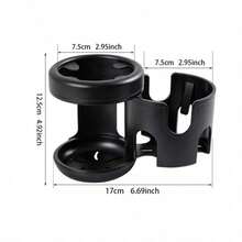 1pc Baby Stroller Cup Holder, Bottle Storage Cup Tray, Children Water Cup & Milk Tea Rack, 2-In-1 Coffee Cup Holder Accessory For Parents - Black - View 4