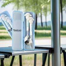 Boxed Random Sanrio Cartoon 2-Piece Stainless Steel Travel Cutlery Set - Portable Fork And Spoon Set, Random Packaging Box, Random Fork Style - Multicolor - View 11