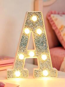 21cm/8.27in Silver Letter Light Home Decor, Wedding Birthday Party Proposal Decoration Letter & Number Light, Girls Dorm Room Decoration Light, Letter Light Sign - Warm white light - View 4
