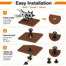95-140sets Round Head Ball Post Studs Brass Buttons Screwback Nail Rivets Leather Bag Craft Hardware DIY Accessories Buckles With Hole Punch Tool - A - View 2