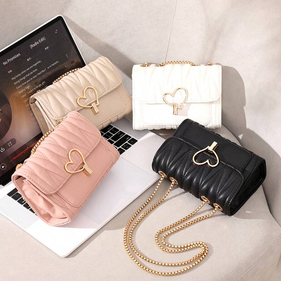 Heart Lock Small Square Bag 2026 Fashion Versatile Solid Color Diamond Quilted Embroidered Crossbody High Quality Shoulder Bag - Multicolor - View 1