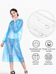25/20/10/5/3 Pcs Waterproof Rain Poncho: Portable, Lightweight, Reusable Adult Rain Coat - Multicolor - View 8