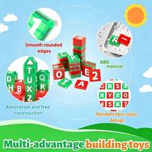 Mini Magnetic Blocks Learn Letters 56-Piece Magnetic Construction Set, Magnetic Toys,Number/Letter Education Theme,Magnetic Building Blocks For Children, Educational Magnet Toy Set Creativity Toy Gift For Kids Boys Girls(Suitable For Ages 3+) - Multicolor - View 9