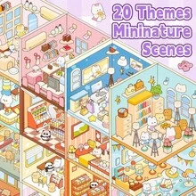 44pcs Cute Animal Scene Sticker Collection Set, Includes 20 Scene Cards, 18 Sticker Materials, 5 Reference Images And 1 Tweezers, 3D Miniature House Scene Stickers, Hand-Sorted Sticker Small House Scenes, Multiple Scenes To Choose From, Suitable For Journal, Photo Album DIY Creative Sticker Set - Multicolor - View 6