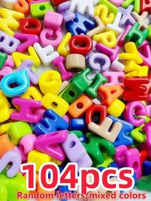 104 piezas de cuentas acrílicas de colores del arcoíris, cuentas decorativas multicolor con cuentas de letras mezcladas al azar, adecuadas para la fabricación de joyas DIY, cadenas de teléfono, llaveros, clips para zapatos, decoraciones de bolsos, accesorios para pulseras, collares y aretes - Multicolor - Ver 18