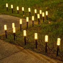 Vintage Cracked Glass Solar Stake Lights, Romantic Warm Light Pathway String Lights, Waterproof Fairy Style Outdoor Decoration, Suitable For Garden Walkway, Flower Courtyard Night Scene - Black - View 7