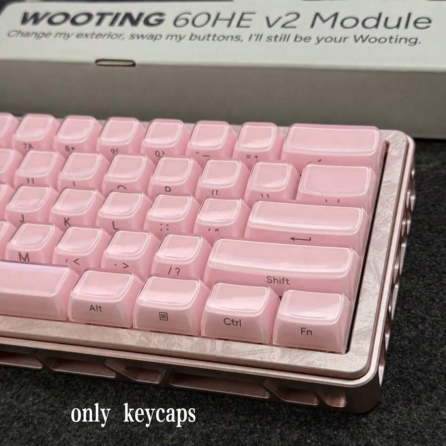132顆果凍粉側刻鍵帽，PBT材質，MDA高度，水晶鍵帽，兼容Cherry/Gateron MX軸，高品質耐磨不褪色不油膩