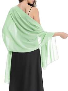 Chiffon Shawl Scarf For Bride Wedding Party Evening Dress, Malaysian Headscarf Shoulder Cover Up - Green - View 3