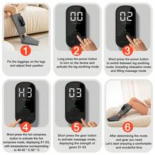 Cordless Air Compression Leg & Foot Massager With Graphene Heat, 3-Speed Electric Heated Calf & Foot Massaging Wrap With Digital Display For Muscle Relaxation,Single Pack, Black - Black - View 6