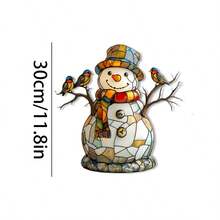 Children's Room Window Decal, Christmas Theme, 9-Inch Window Decoration Sticker, 2D Flat Colorful Sticker, Cute Snowman And Three Little Birds, Removable Sunshade Privacy Sticker, Static Adhesion Glass Sticker, Car, RV Window Decoration Film, Perfect Home Gift - one-size - View 11