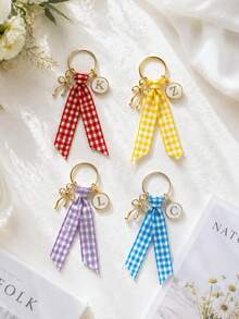Gantungan Kunci Pita Hadiah yang Dipersonalisasi, Liontin Inisial, Gantungan Kunci Monogram, Aksesori Tas, Gantungan Resleting Dompet, Label Ransel, Hadiah untuk Guru, Pengiring Pengantin - MultiWarna - View 9