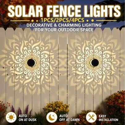 2 Pacotes Luz Solar de Parede Mandala, Luzes Solares para Exterior, Decoração de Iluminação para Jardim, Pátio, Quintal, Portão, Escadas, Pátio Interno, Decoração de Atmosfera para Halloween, Natal e Festa, Presente Ideal de Decoração de Jardim