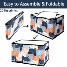 1pc Tropical Floral Pattern Collapsible Rectangular Storage Box, Storage Bin, Storage Basket, 2D Flat Print, Reinforced Double Handles, Great Helper For Home, Work, Halloween And Other Holiday Storage, Suitable For Clothing And Bedding Organization, Dorm Books And Various Items Storage And Classification, Also Perfect For Travel, Moving, Camping, Car Storage And Other Multi-Functional Uses. - Multicolor - View 5
