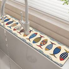 1pc Sink Faucet Absorbent Mat, Fish Pattern Drainage Pad, Suitable For Kitchen, Bathroom Sink, Countertop, Drainage Mat, Diatomaceous Earth Material, Trimmable, Quick Drying Mat - Multicolor - View 4