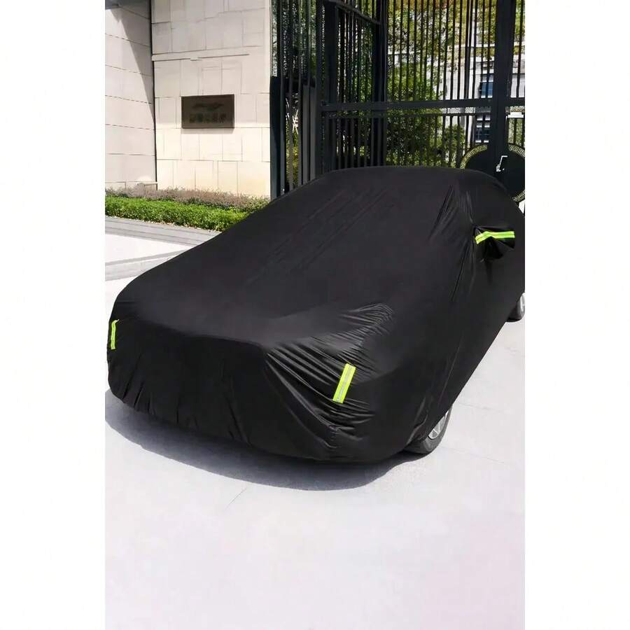 Waterproof Dustproof Car Cover With Reflective Straps For Medium-Sized Sedans. - Black - View 1