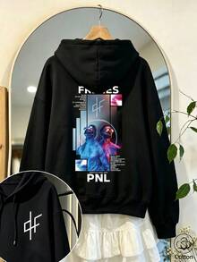 Women's Crew Neck Sweatshirt, Travel Hoodie With Pocket, Cotton T-Shirt, Basic Autumn-Winter Sweatshirt For Women - Black - View 1