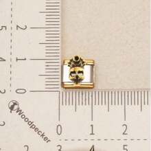 1pc Gold & Silver Tone Italian Modular Bracelet Chain, Ocean & Nature Theme 3D Enamel Pendant, Pearl & Crystal Inlaid DIY Jewelry Accessory - Side Gold Module - View 19
