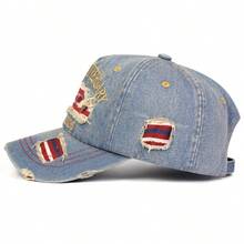 1pc Men's 250TH ANNIVERSARY 1776-2026 Letter Embroidered Distressed Washed Denim Baseball Cap, Street Fashion Hat, Outdoor Sun Protection Casual Cap For Spring/Autumn Travel, Beach Vacation - Multicolor - View 7