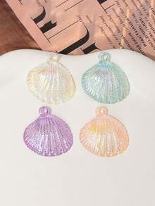 10pcs 23*27mm Iridescent Acrylic Shell Beads With Hole DIY Earring Phone Chain Bag Chain Necklace Jewelry Beading Accessories - Shell Beads - View 4