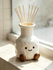 Adorable Smile Face Cartoon Reed Diffuser Bottle, Cute Sitting Design Empty Aroma Bottle, Decorative Tabletop Vase For Bedroom Living Room Home Decoration - Face Aroma Diffuser Bottle - View 3