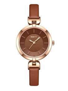 REBIRTH Round Pointer Quartz Watch - Chocolate Brown - View 9