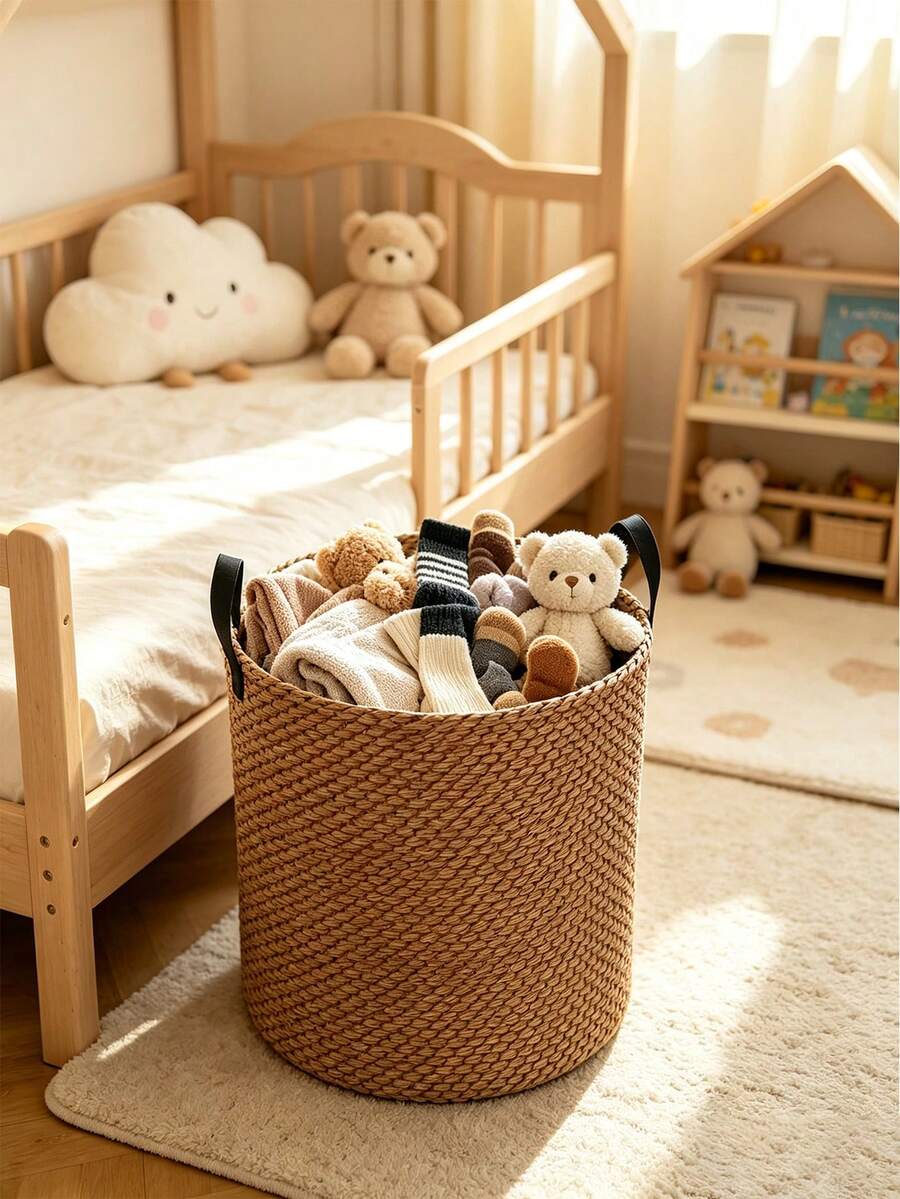 Giỏ đựng đồ giặt gấp gọn phong cách Bohemian kẻ sọc kèm kẹp giặt, thùng đựng quần áo bẩn bằng vải thoáng khí có kẹp chăn, phù hợp cho phòng tắm và phòng ngủ, hộp lưu trữ sắp xếp nhà cửa - Nhiều màu - Xem 1
