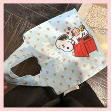 SNOOPY 1pc Canvas Tote Bag, Striped Large Capacity Bag, Suitable For School, Library, Picnic, Shopping And Gifting - A - View 5