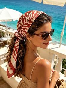1pc Vintage Red Zebra Print Satin Square Scarf, Soft Smooth Silk Touch, Women's Multi-Functional Fashion Scarf, Suitable For Daily, Party, Holiday Decoration Accessory - Multicolor - View 7