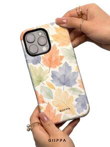GIIPPA 1pc Multi-Color Ink Wash Style Maple Leaf Pattern Design, Phone 17 Pro Max Phone Case, Compatible With Phone 16 Pro Max, 15 Pro Max, 14 Pro Max, Korean High-End Fashion Fun Phone Case, Compatible With 11/12/13/14/15/16 Pro Max Plus, Elegant Design Suitable For Men And Women, Perfect Gift For Girlfriend On Christmas, Valentine's Day, Easter, Wedding Season And Birthday! - Multicolor - View 4