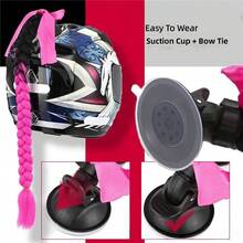 Motorcycle Helmet Braid Ponytail – Colorful Gradient Synthetic Hair Extension With Suction Cup, Reusable & Lightweight Decor For Bike & Ski Helmets - A - View 5