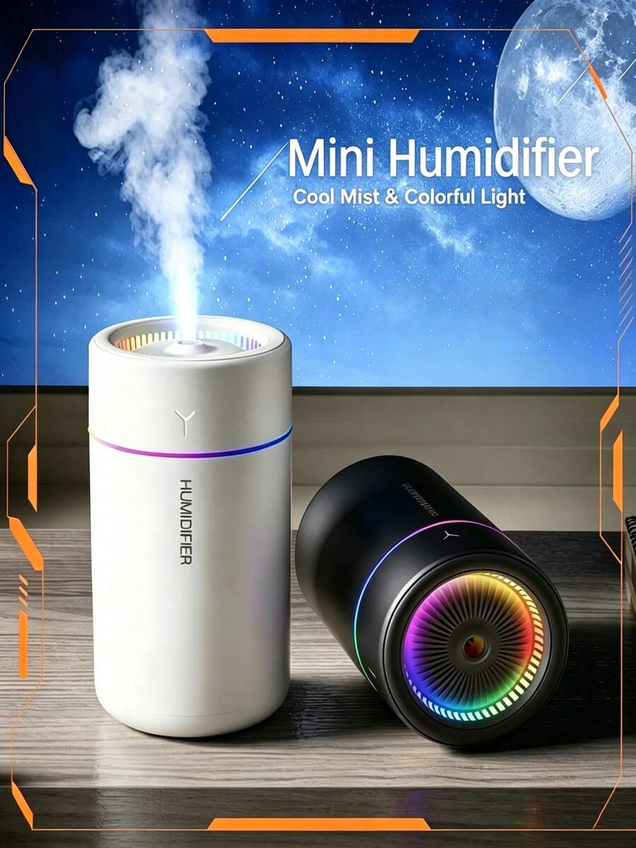 Car Air Humidifier 280ml Large Mist Output Colorful Soft Quiet Aroma Diffuser Essential Oil Home Bedroom Aromatherapy