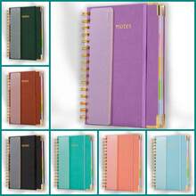 1pc,A5 Leather Spiral Notebook, Minimalist Business Style, Premium Leather Cover Wear-Resistant And Stain-Resistant, Built-In Colorful Divider Pages For Easy Classification, Spiral Binding Allows Flat Lay Writing, Smooth Ink Flow Without Bleeding, Suitable For Student Classroom Notes, Business Office And Daily Memo. - Multi-color - View 4