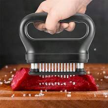 1PC 48-Needle Stainless Steel Meat Tenderizer, Manual Meat Tenderizer For Home Use, Steak And Chicken Breast Tenderizer, Kitchen Meat Marinating Tool. Made Of Stainless Steel Sharp Needles, Easily Cuts Through Tough Meat Fibers, Allows Sauce To Penetrate Quickly During Marinating, Shortens Marinating Time, And Keeps Meat Tender And Juicy After Frying Or Grilling. Ergonomic Non-Slip Handle, Easy To Press, With Automatic Rebound Structure, Simple To Operate, And Easy For Beginners To Use. - Multicolor - View 10