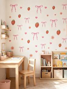 1 Set Self-Adhesive Wall Stickers, Strawberry, Butterfly And Flower Pattern, Suitable For Baby Room Decoration - Multicolor - View 2
