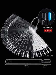 20/40 Nail Practice Tips, Clear Nail Color Chart Sticks With Ring, Fan-Shaped Nail Tips, False Nail Sample Sticks, Nail Practice Color Display, Clear Board, For Displaying Nail Designs - Multicolor - View 6