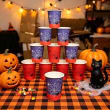 10/20/40pcs Red And Blue Spiderweb Party Cups, Suitable For Both Hot And Cold Drinks, Large 9-Ounce Capacity, Ideal For Birthday Parties, Spider-Themed Parties And Halloween Events - Red and Blue Spider Web - View 7