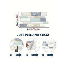 Self-Adhesive Decorative Kitchen Stickers, 2D Flat Mixed Color Asymmetrical Tile Pattern Wall Decals, Tile Stickers, Wall Decor Stickers, Tile Decorative Stickers, Suitable For Home Decor, Bathroom Decor, Bedroom Decor, Etc. - Multicolor - View 4