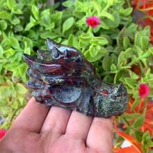 1pc Natural Crystal Dragon Head Carving, Hand-Carved Raw Stone Animal Ornament, Home Decor Collectible, Unique Holiday Gift, Suitable For Collectors - Multicolor - View 11