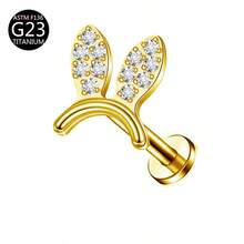 1pc G23 Titanium Internal Thread 1.0/1.2mm Butterfly, Flower, Heart, Cross Shape Piercing Stud Earring Cartilage Jewelry Suitable For Women's Daily Wear - Gold - View 33