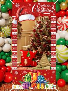1 buah Bingkai Foto Liburan Natal, Topi Santa, Latar Belakang Cetak Hadiah Warna-warni, 60x120cm, Latar Belakang Stan Foto Poliester, Perlengkapan Pesta Natal, Dekorasi Tahun Baru - MultiWarna - View 12