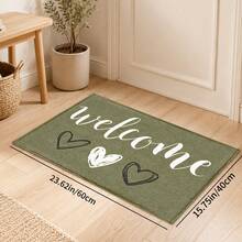 1pc Olive Green Heart Pattern Printed Faux Cashmere Kitchen Mat, Absorbent Kitchen Floor Mat, Kitchen Rug, Long Runner Mat, Sink Front Mat, Suitable For Kitchen, Bathroom, Entryway, Hallway, Laundry Room And Home Decor - Multicolor - View 16