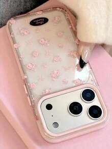 Kavenfort Pink Floral 17 Pro Max Phone Case, Compatible With 13, 16, 11, 14, Soft, Anti-Drop, Transparent, Creative, Geometric, Artistic, Fresh, Niche, INS Style - Pink - View 2