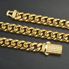 1pc Unisex Personalized 18K Gold Plated Stainless Steel Cuban Link Bracelet, Hip Hop Street Style Daily Wear, Unique Accessory - Gold - View 4
