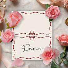 40pcs/20pcs/1pc Red Bow Wave Edge Table Cards, Blank Name Cards, Suitable For Table Decorations, Party Place Cards, And Wedding Cards For Occasions Such As Banquets, Weddings, Birthdays, Parties, And Holidays.Christmas Party Greeting Card - A - View 4