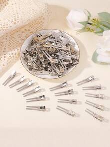50/20/10/1pc Double-Prong Curling Clips, Metal Alligator Hair Clips Rust-Resistant Duckbill Clips-Sectioning Clips For Curling, Makeup, Hairstyling, And DIY Styling (Silver) - Multicolor - View 6