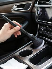Soft Bristle Car Interior Cleaning Brushes, Equipped With Car Trash Cans And Garbage Bags, Plastic Material, Suitable For Dashboard, Keyboard, Jewelry Cleaning, Home And Car Use, Ergonomic Handle Cleaning Brush - One Size Fits All - View 4