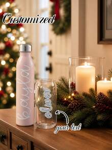 1/6/12pcs Customized Personalized Crystal Name Stickers/Transfer Stickers, Name Labels, 4 Sizes Available, Multiple Colors, Back To School Essential, Suitable For Water Bottles, Insulated Cups, Lunch Boxes, Notebooks, For Students, Teachers, Parents - Multicolor - View 4