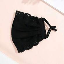 1pc Sexy Style Lace Floral Print Reusable Ria Mesh Mask, With Adjustable Ear Strap Length, Suitable For Women's Decoration Or Party Use - One Size - View 2